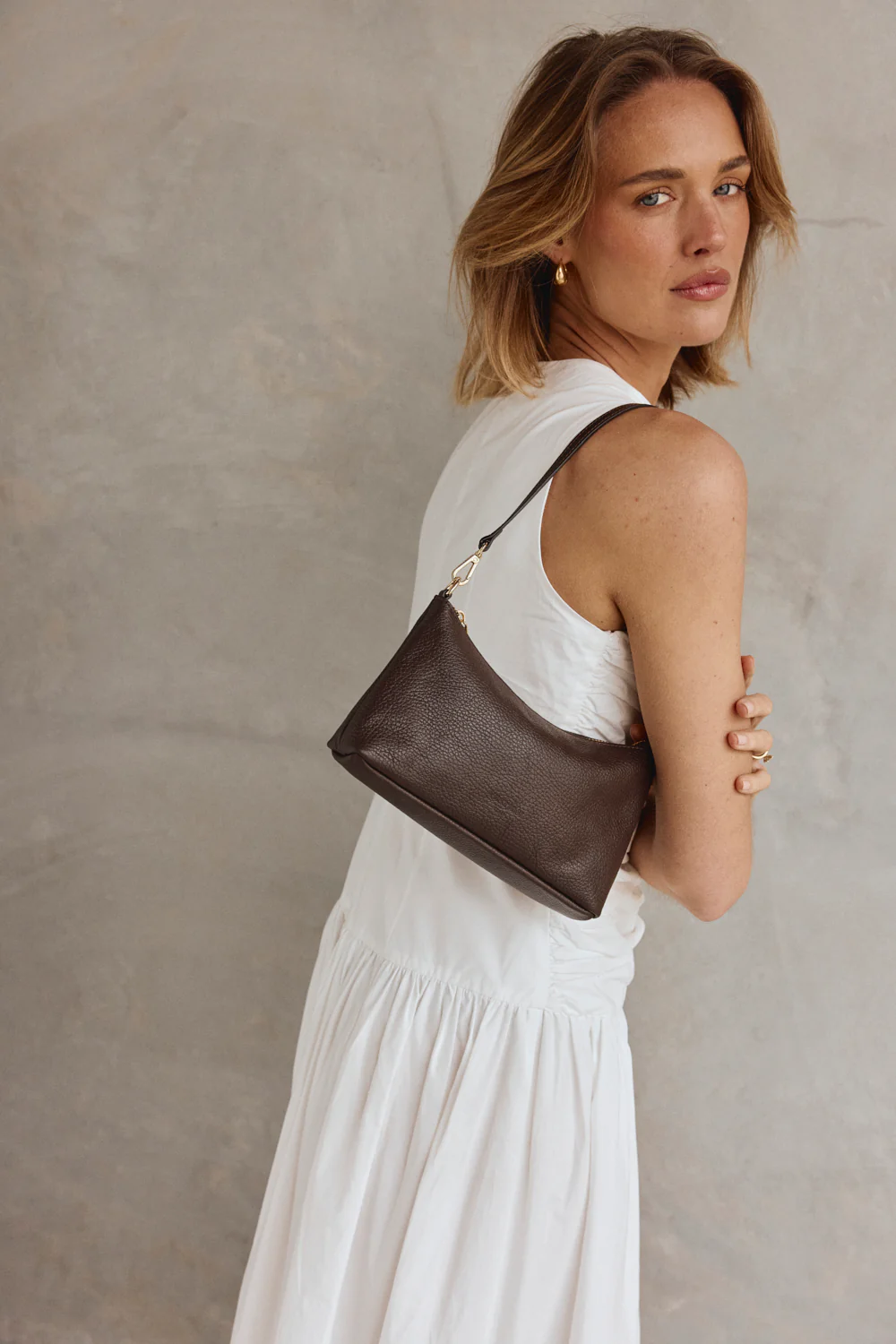 Ashley Dark Chocolate Leather Crossbody Bag - Image 3