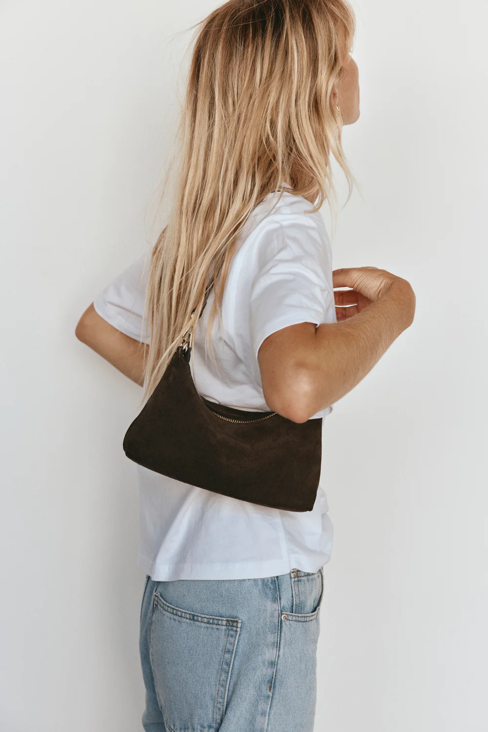 Ashley Dark Chocolate Suede Crossbody Bag - Image 3