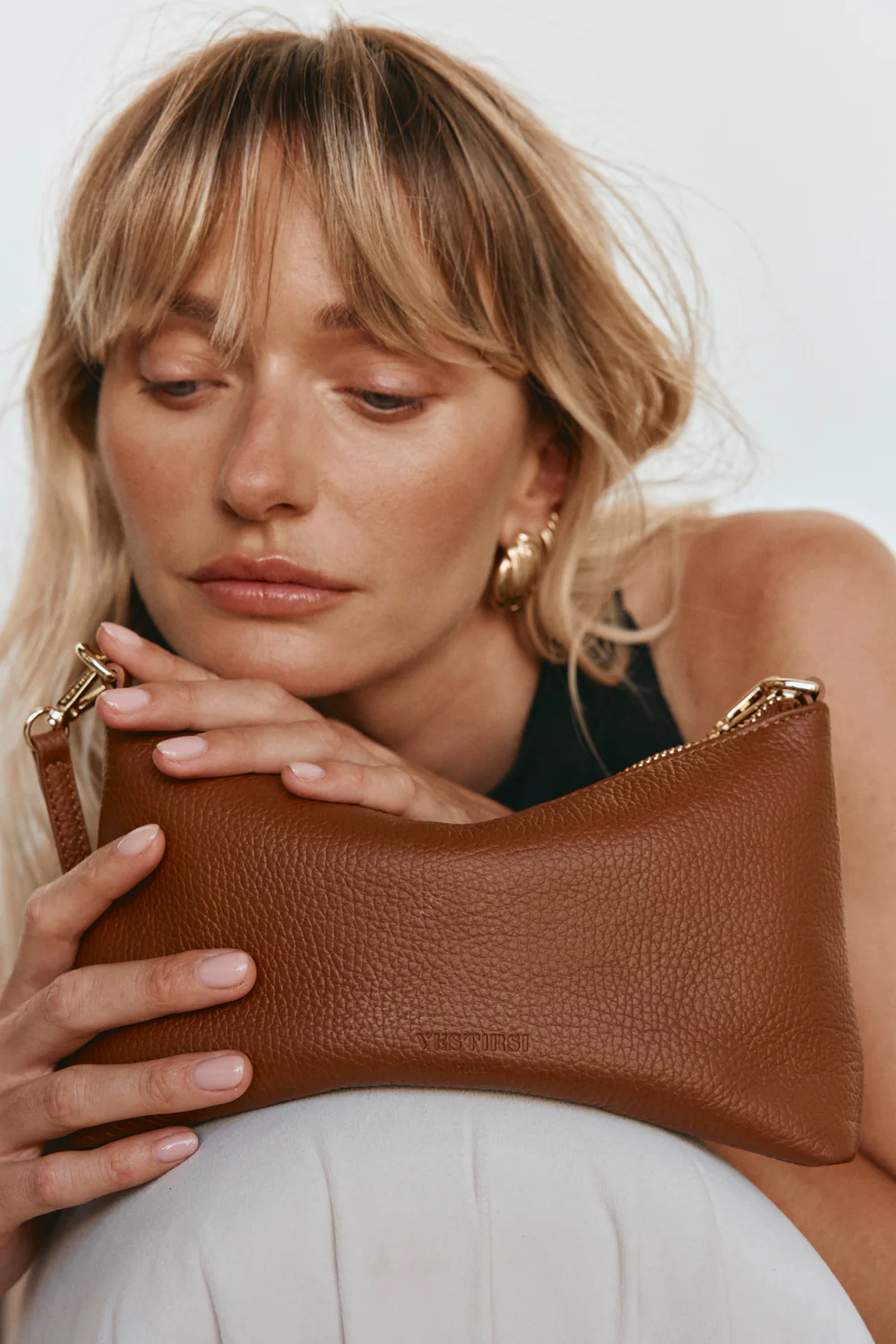Ashley Tan Leather Crossbody Bag - Image 6
