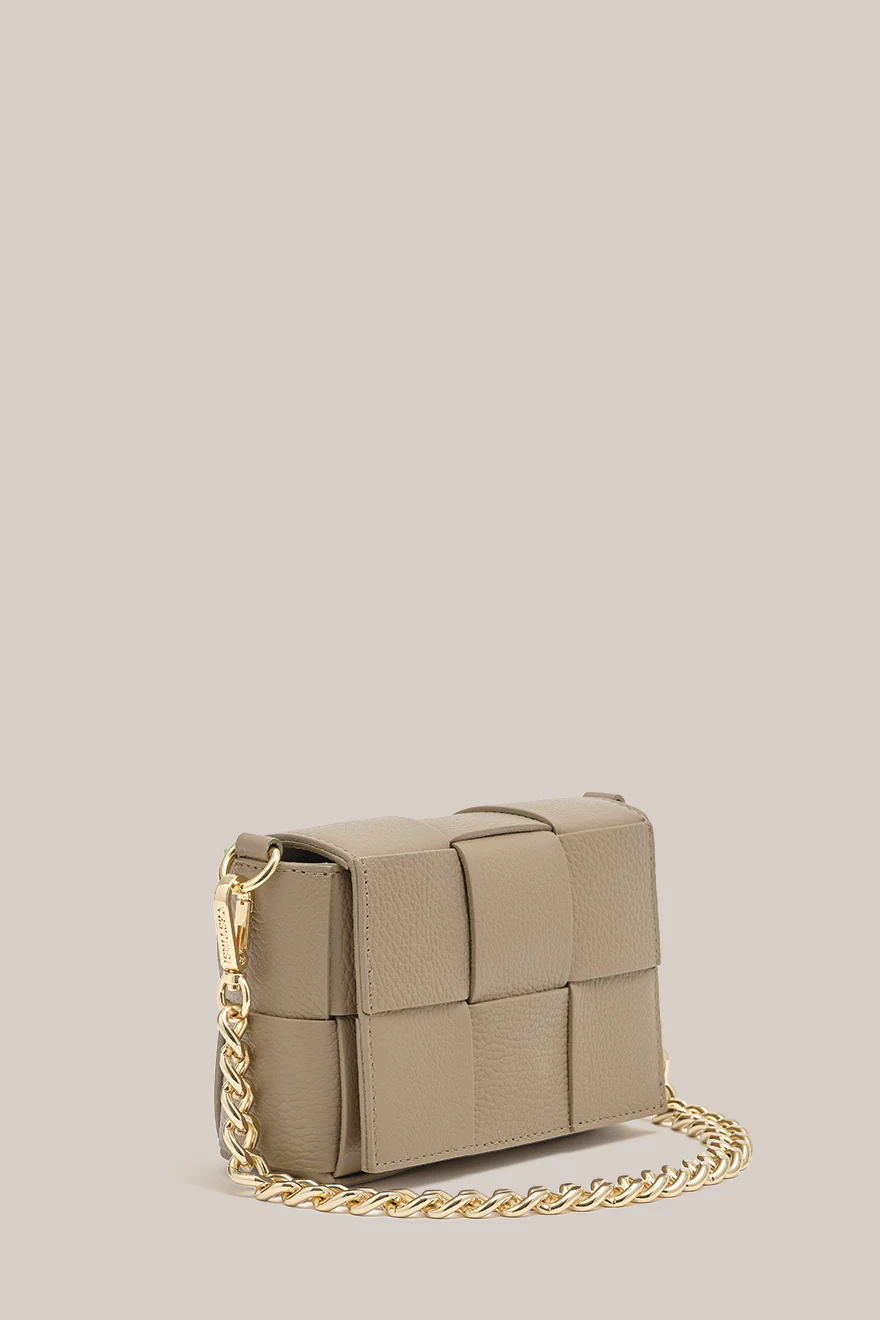Margot Mini Mushroom Leather Woven Bag - Image 3