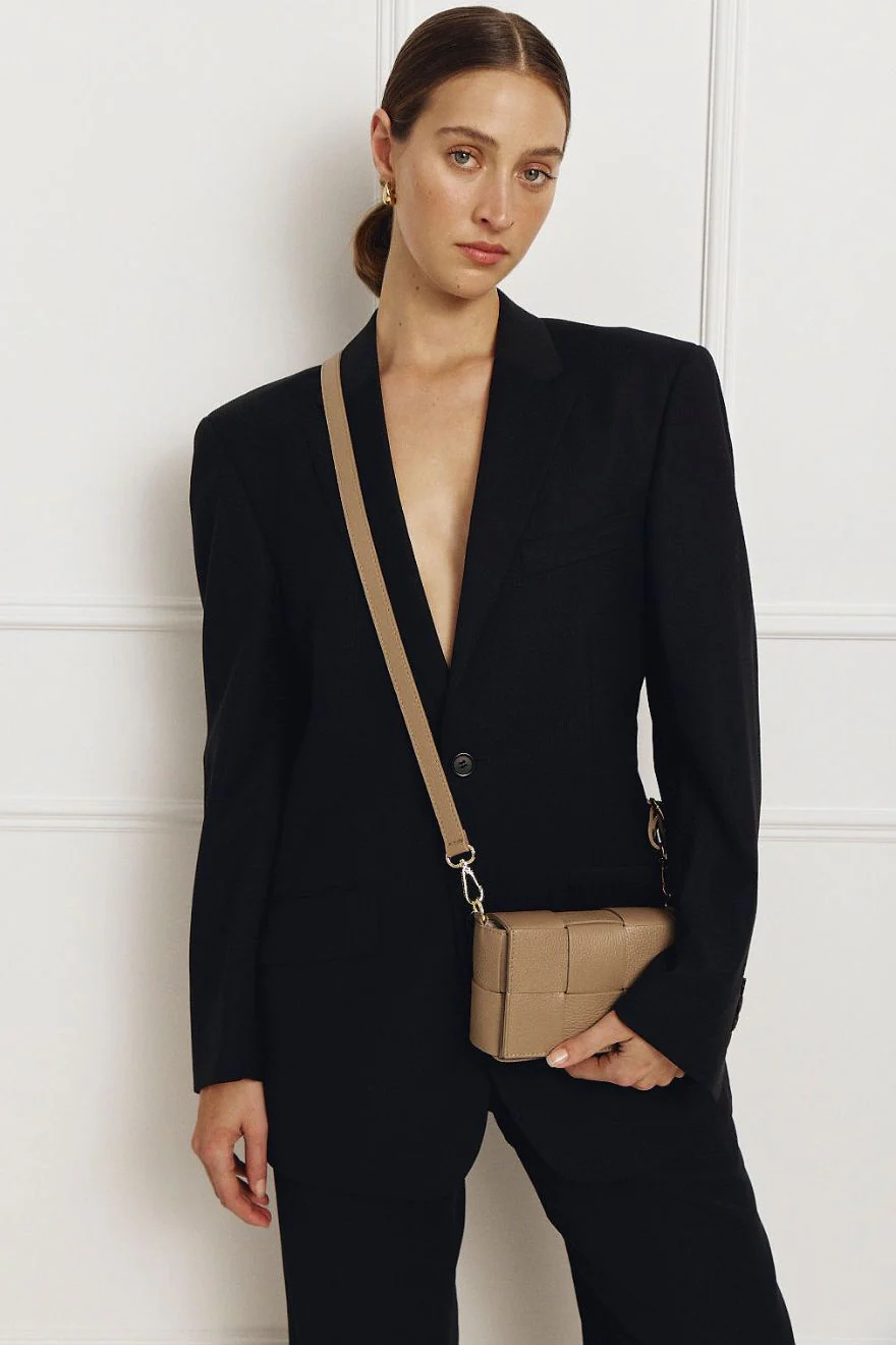 Margot Mini Mushroom Leather Woven Bag - Image 4