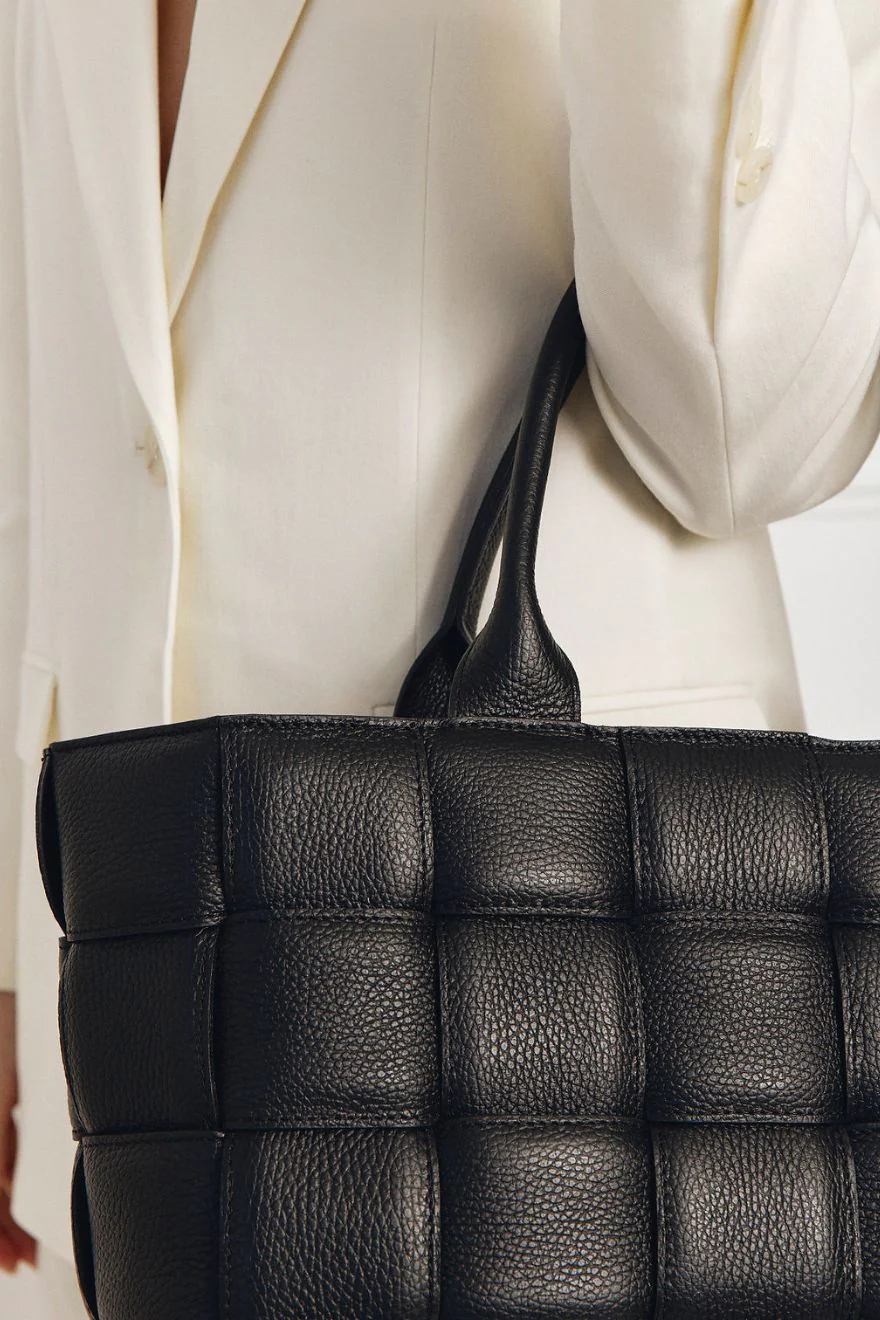 Margot XL Black Woven Tote - Image 6