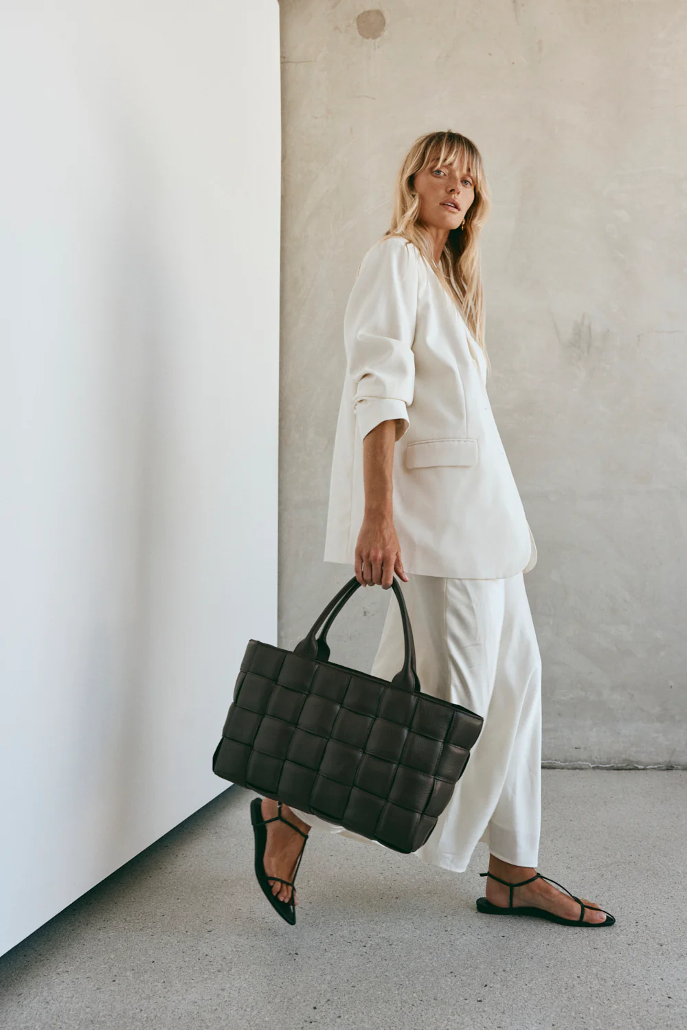 Margot XL Dark Chocolate Woven Tote - Image 6