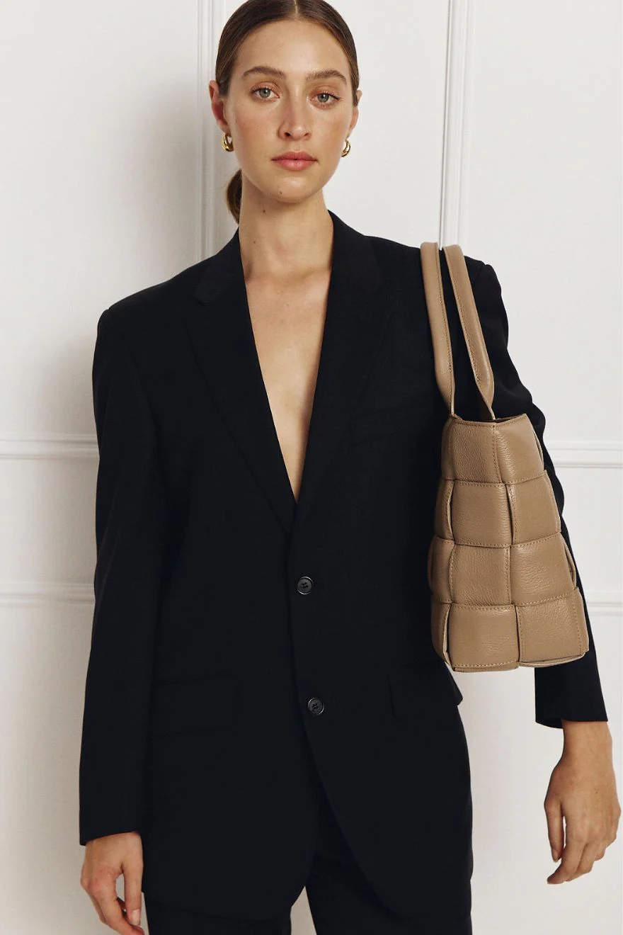 Margot XL Mushroom Woven Tote - Image 5