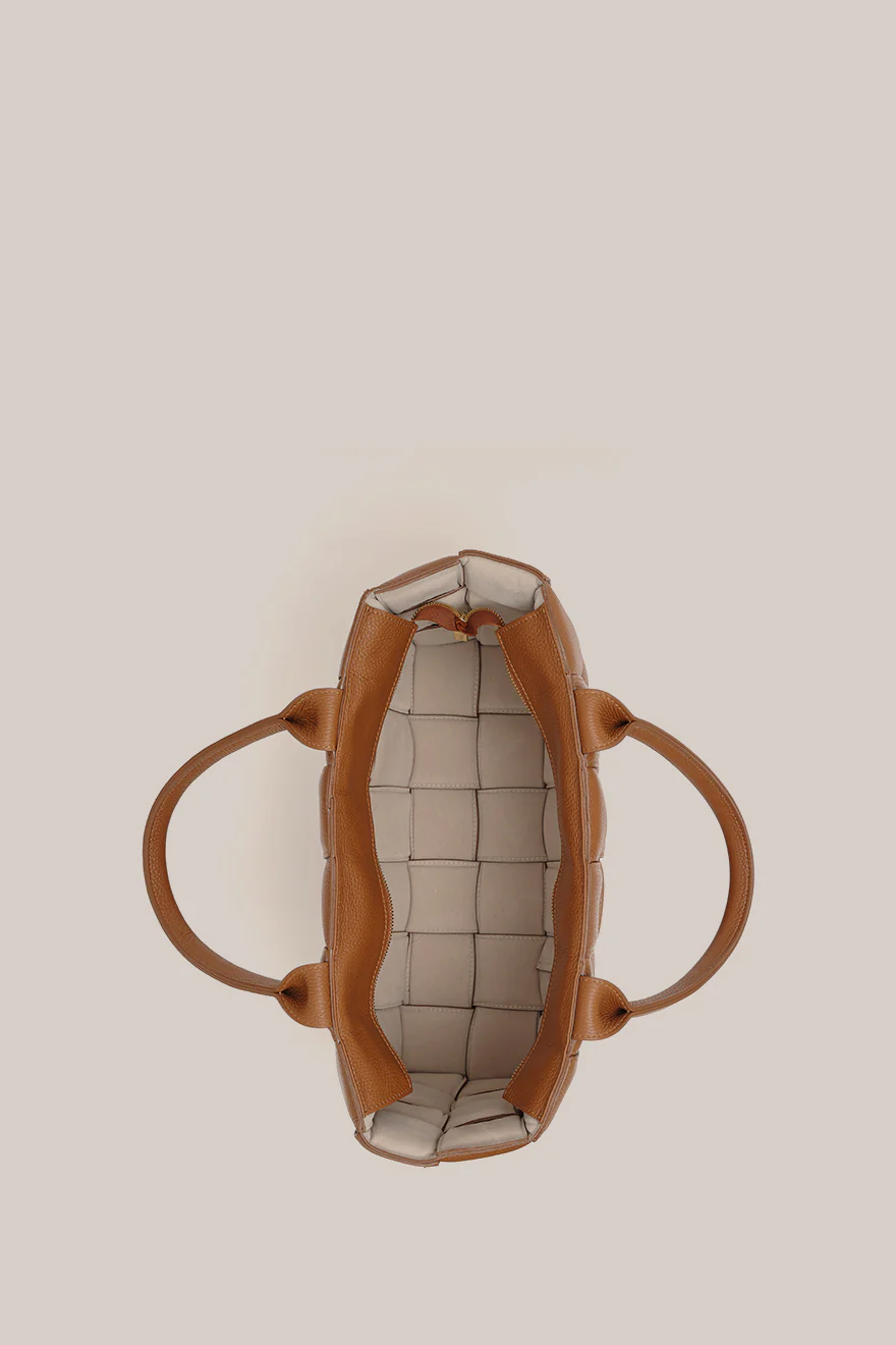 Margot XL Tan Woven Tote - Image 4