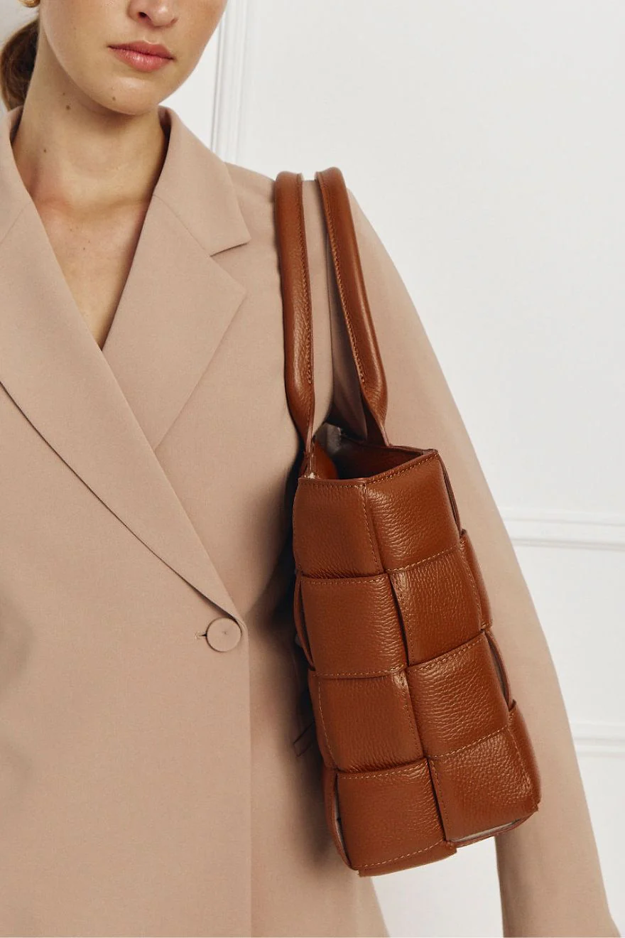 Margot XL Tan Woven Tote - Image 5