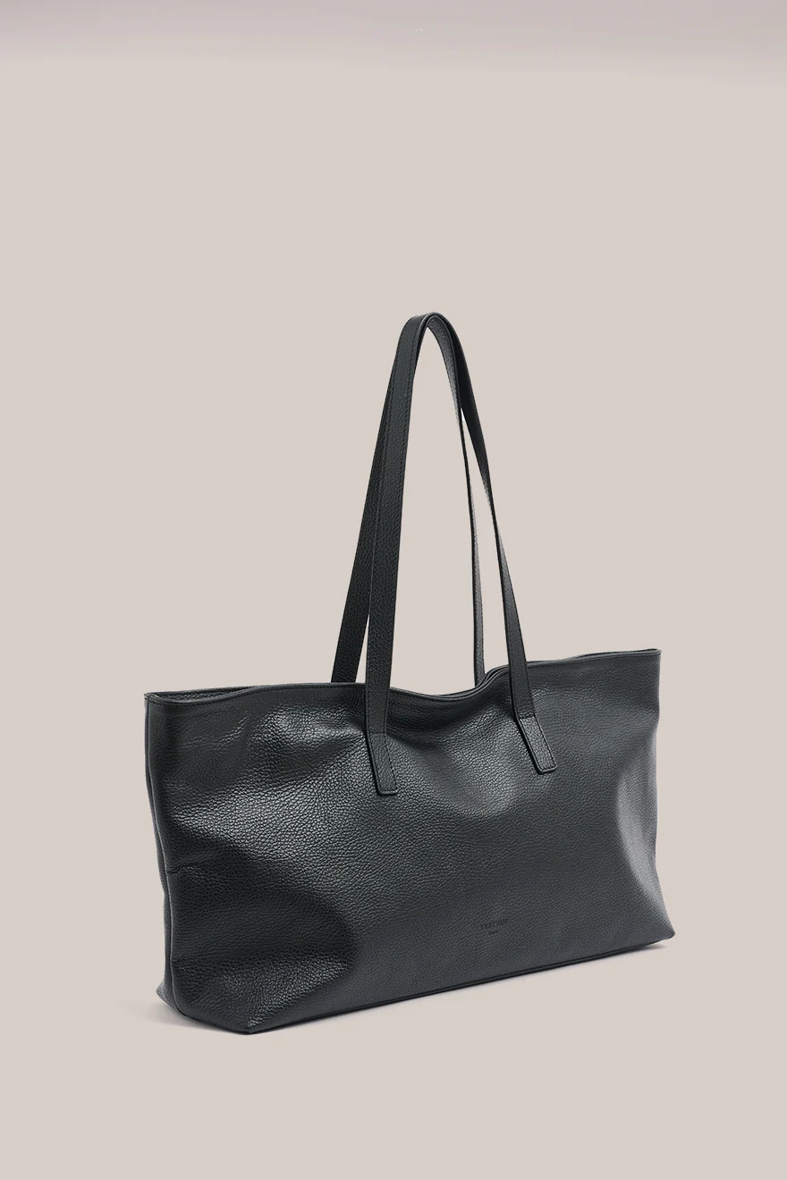 Mia Black Leather East West Slouchy Tote - Image 4