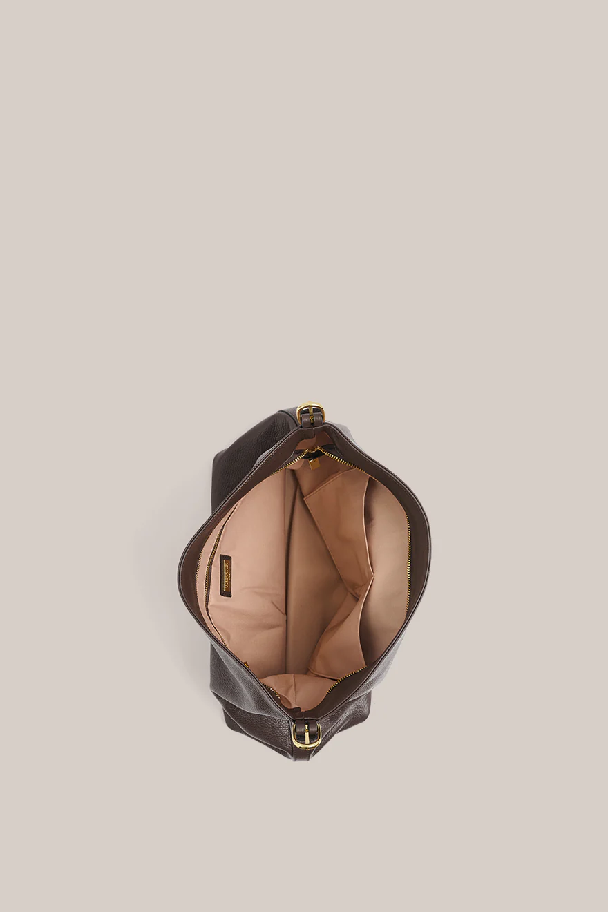 Serena Dark Chocolate Leather Hobo Bag - Image 5