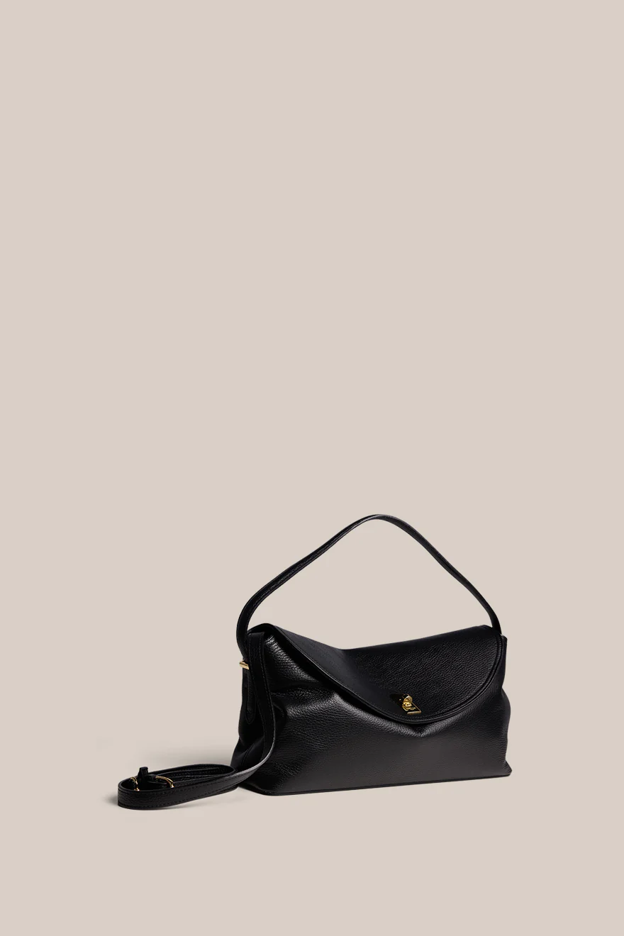 Sloane Large Black Leather Top Handle Crossbody - Image 3