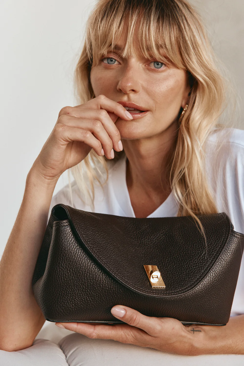 Sloane Dark Chocolate Leather Crossbody Clutch - Image 5
