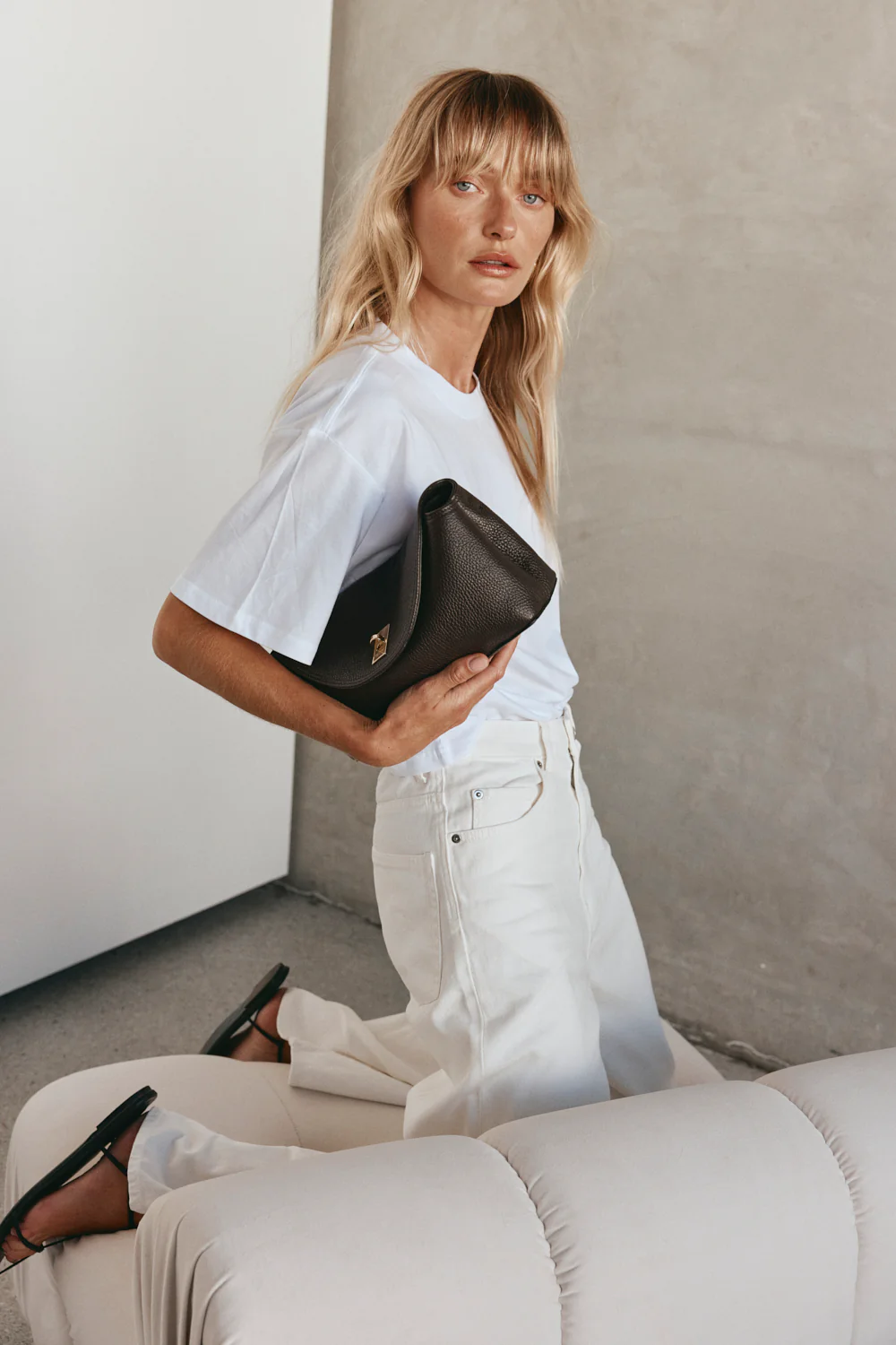 Sloane Dark Chocolate Leather Crossbody Clutch - Image 6